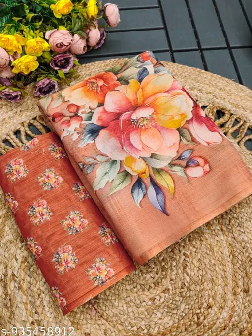 SM Women Cotton Silk Printed Saree