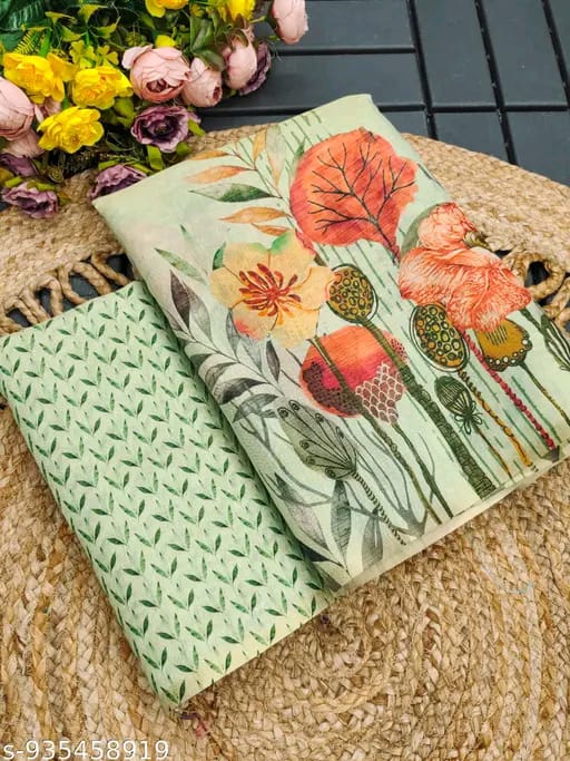 SM Women Cotton Silk Printed Saree