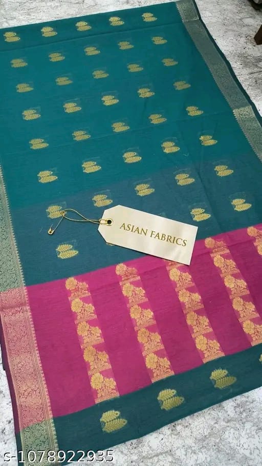 SM Women Cotton Silk Zari Woven Saree