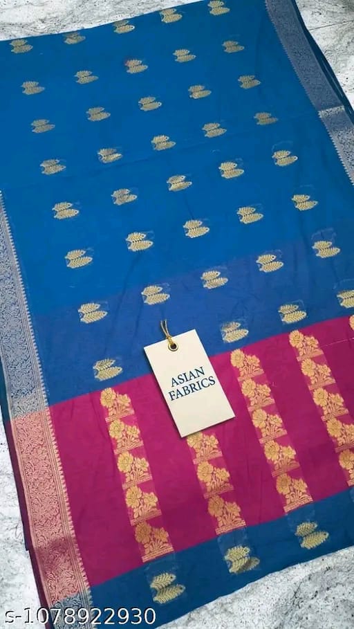 SM Women Cotton Silk Zari Woven Saree