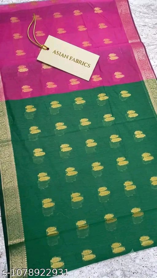 SM Women Cotton Silk Zari Woven Saree