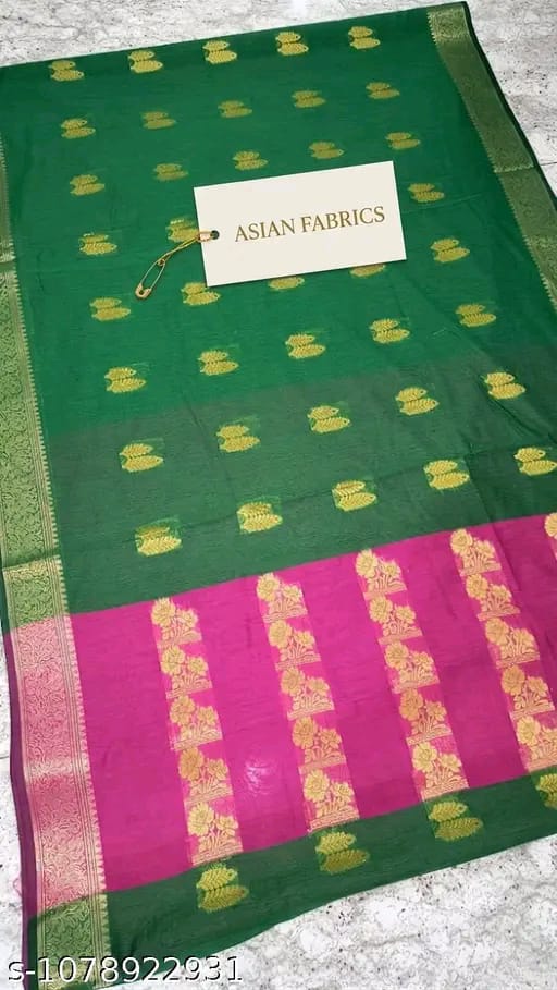 SM Women Cotton Silk Zari Woven Saree