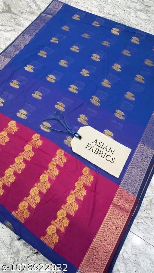 SM Women Cotton Silk Zari Woven Saree