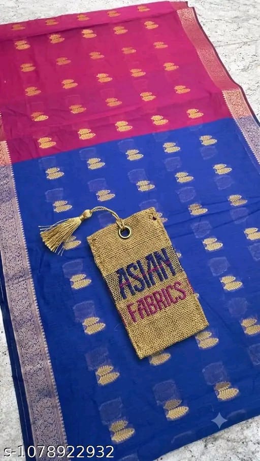 SM Women Cotton Silk Zari Woven Saree