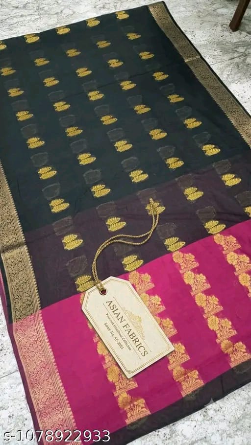 SM Women Cotton Silk Zari Woven Saree