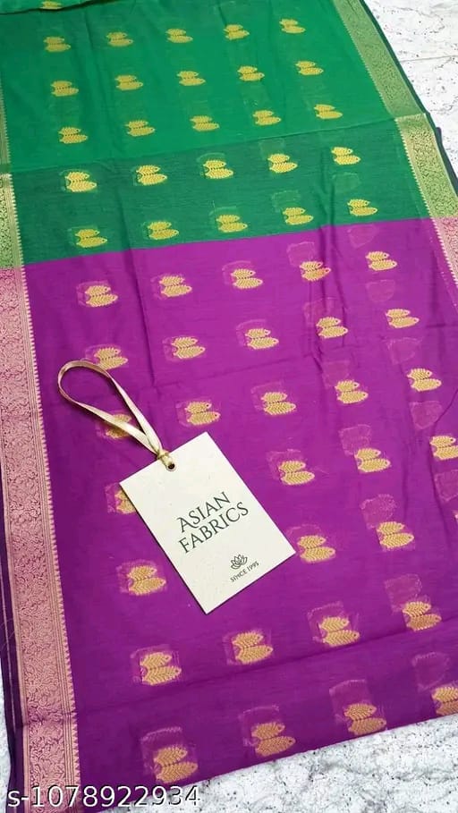 SM Women Cotton Silk Zari Woven Saree