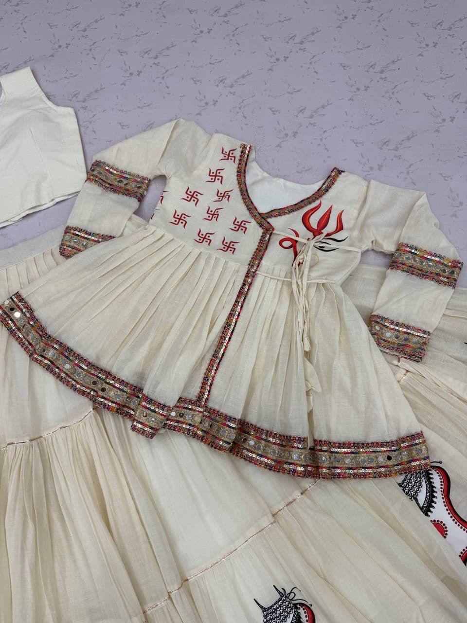 SM Pure Cotton Kediyu Style Lehenga Choli with Hotfix Work