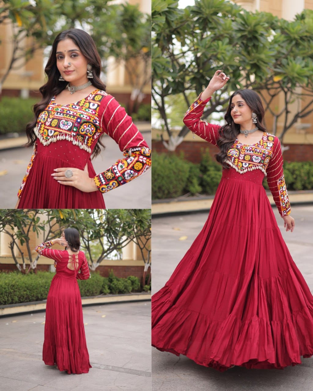SM Rayon Navratri Gown with Mukaish & Gamthi Embroidery