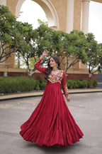 SM Rayon Navratri Gown with Mukaish & Gamthi Embroidery