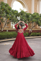 SM Rayon Navratri Gown with Mukaish & Gamthi Embroidery
