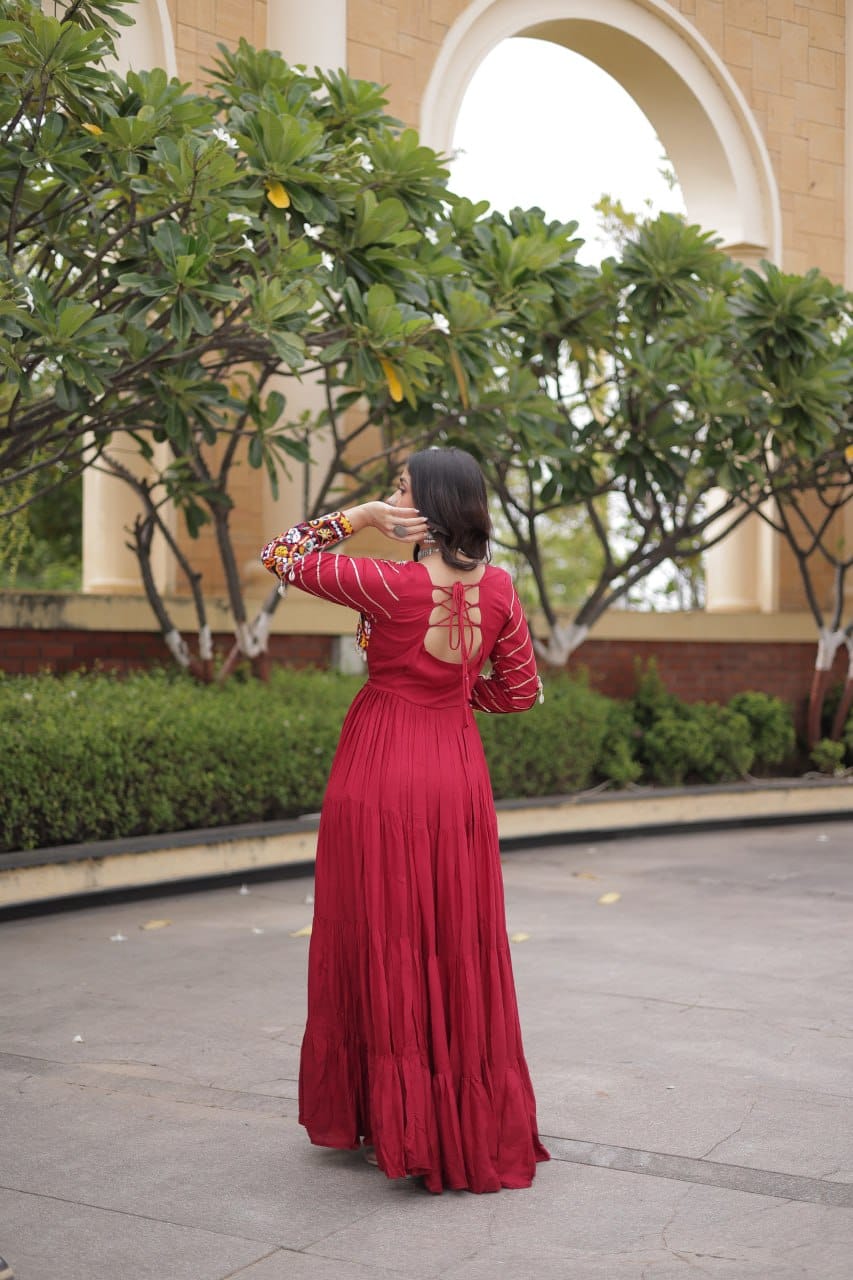 SM Rayon Navratri Gown with Mukaish & Gamthi Embroidery