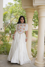 SM Rayon Mirror Work Lehenga with Embroidered Blouse
