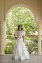 SM Rayon Mirror Work Lehenga with Embroidered Blouse