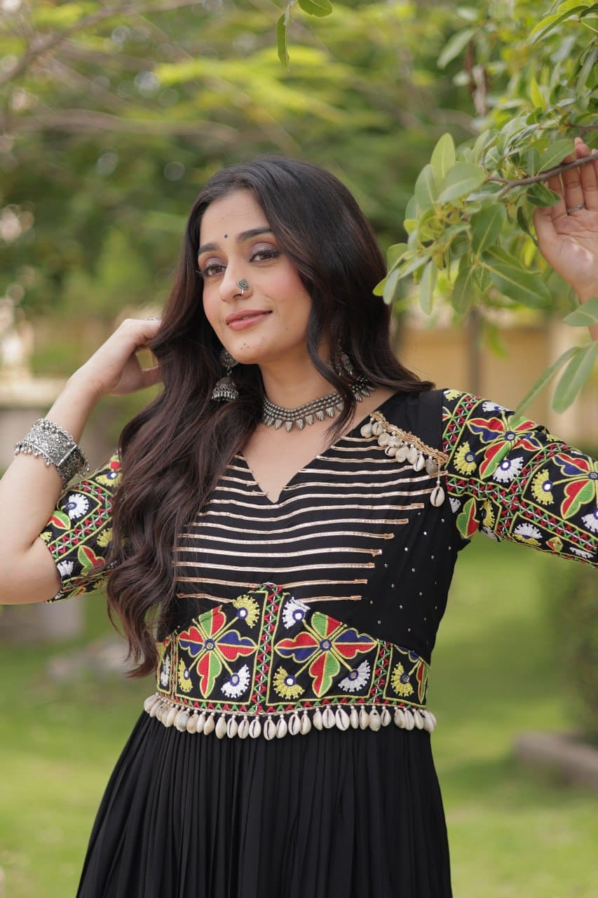 SM Rayon Kutchi Gamthi Embroidered Navratri Gown