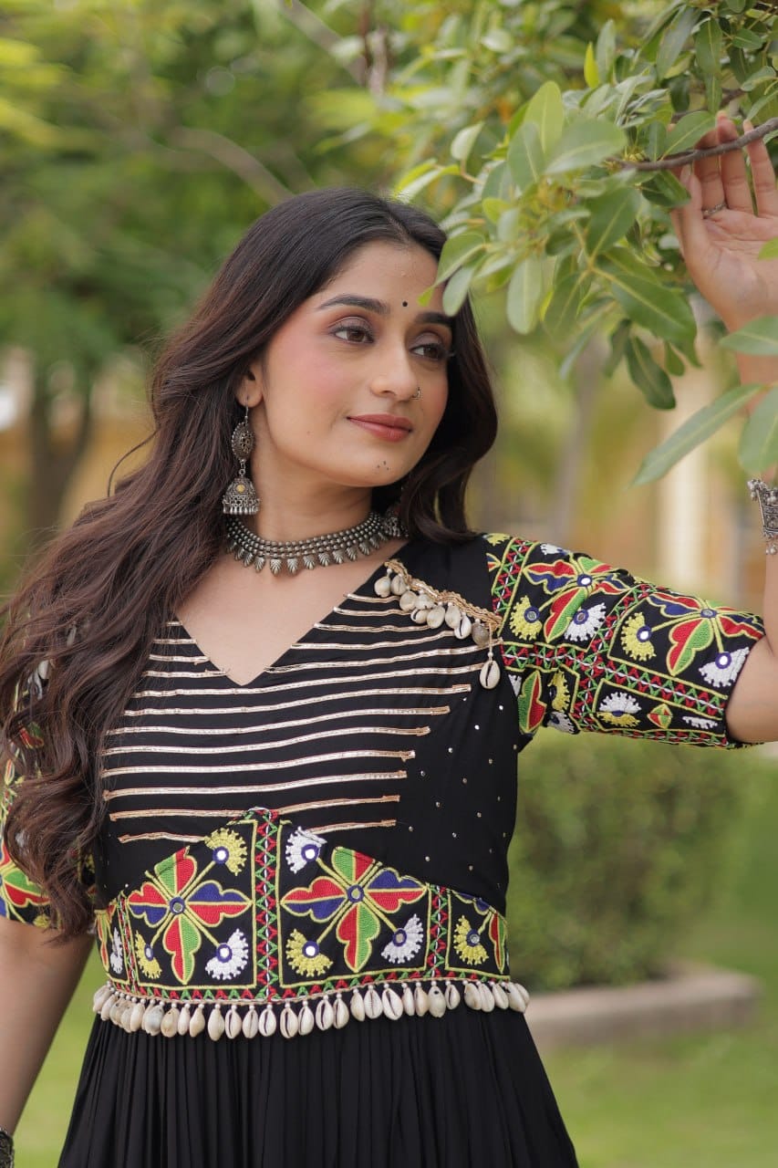 SM Rayon Kutchi Gamthi Embroidered Navratri Gown