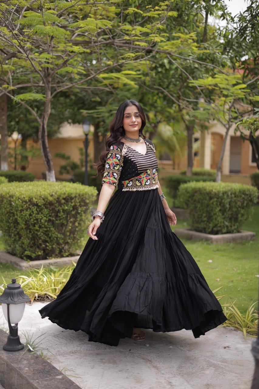 SM Rayon Kutchi Gamthi Embroidered Navratri Gown