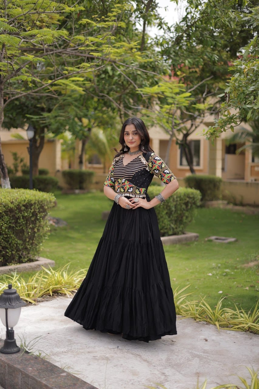 SM Rayon Kutchi Gamthi Embroidered Navratri Gown