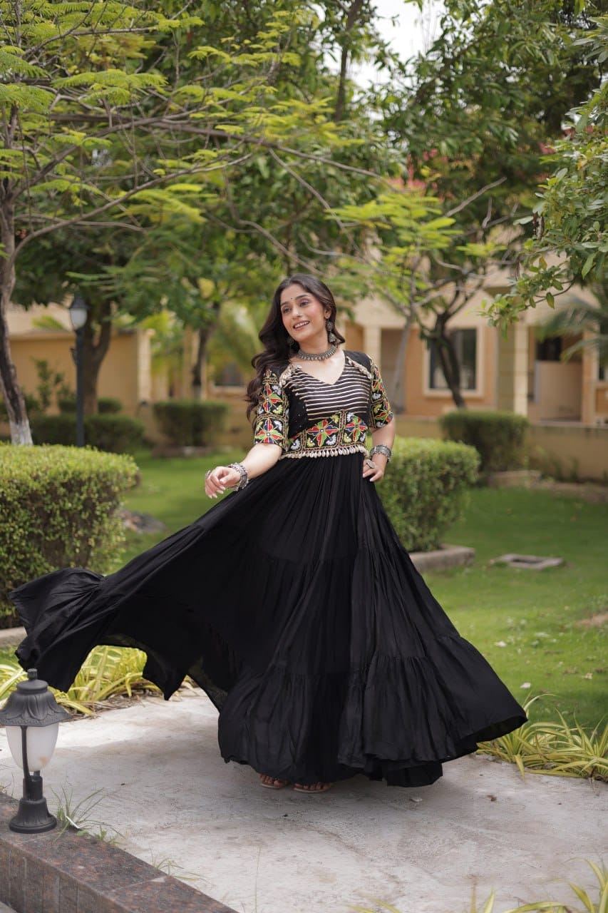 SM Rayon Kutchi Gamthi Embroidered Navratri Gown