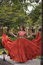 SM Rayon Kutchi Gamthi Embroidered Navratri Gown