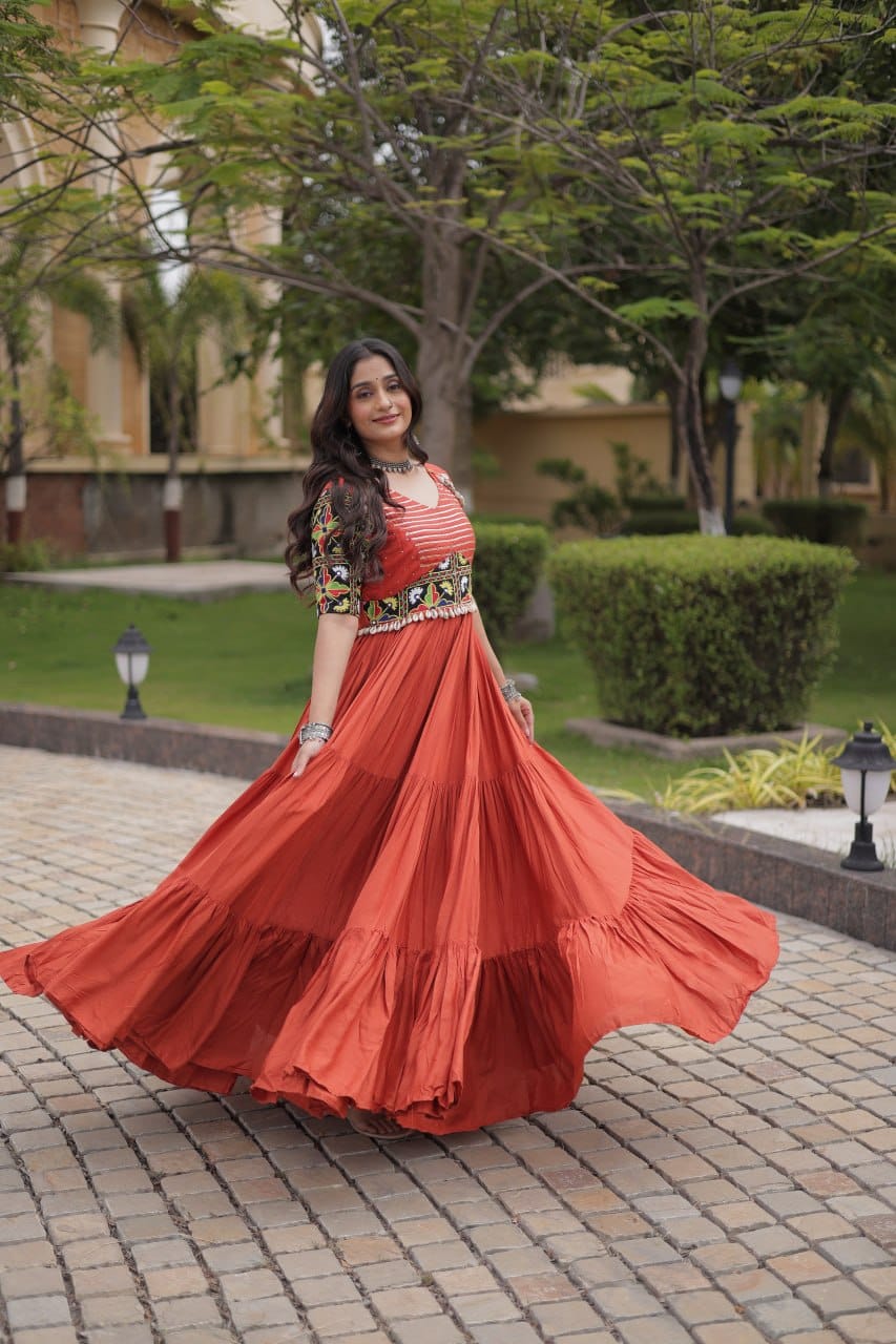 SM Rayon Kutchi Gamthi Embroidered Navratri Gown
