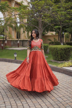 SM Rayon Kutchi Gamthi Embroidered Navratri Gown