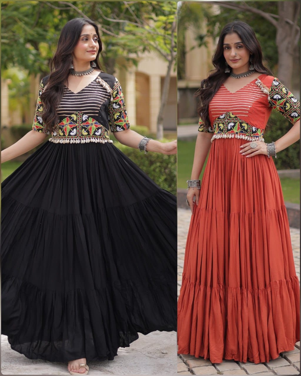 SM Rayon Kutchi Gamthi Embroidered Navratri Gown