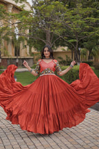 SM Rayon Kutchi Gamthi Embroidered Navratri Gown