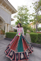 SM Cotton Printed Lehenga with Real Mirror Lace & Kutchi Gamthi Blouse