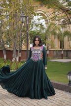 SM Rayon Gown with Gota Patti Lace & Mirror Work Blouse
