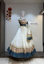 SM Roman Cotton Silk Lehenga Choli with Heavy Vintage Border & Dupatta