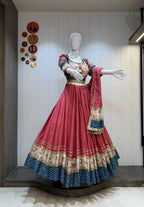 SM Roman Cotton Silk Lehenga Choli with Heavy Vintage Border & Dupatta