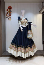 SM Roman Cotton Silk Lehenga Choli with Heavy Vintage Border & Dupatta