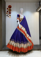 SM Roman Cotton Silk Lehenga Choli with Heavy Vintage Border & Dupatta
