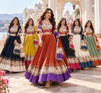 SM Roman Cotton Silk Lehenga Choli with Heavy Vintage Border & Dupatta
