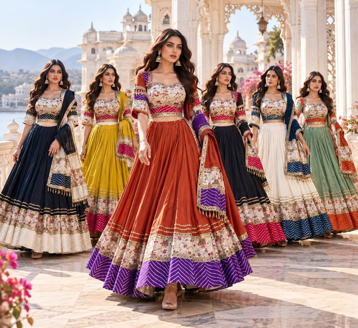 SM Roman Cotton Silk Lehenga Choli with Heavy Vintage Border & Dupatta