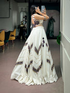 SM Royal White Rayon Lehenga with Mirror Work Blouse