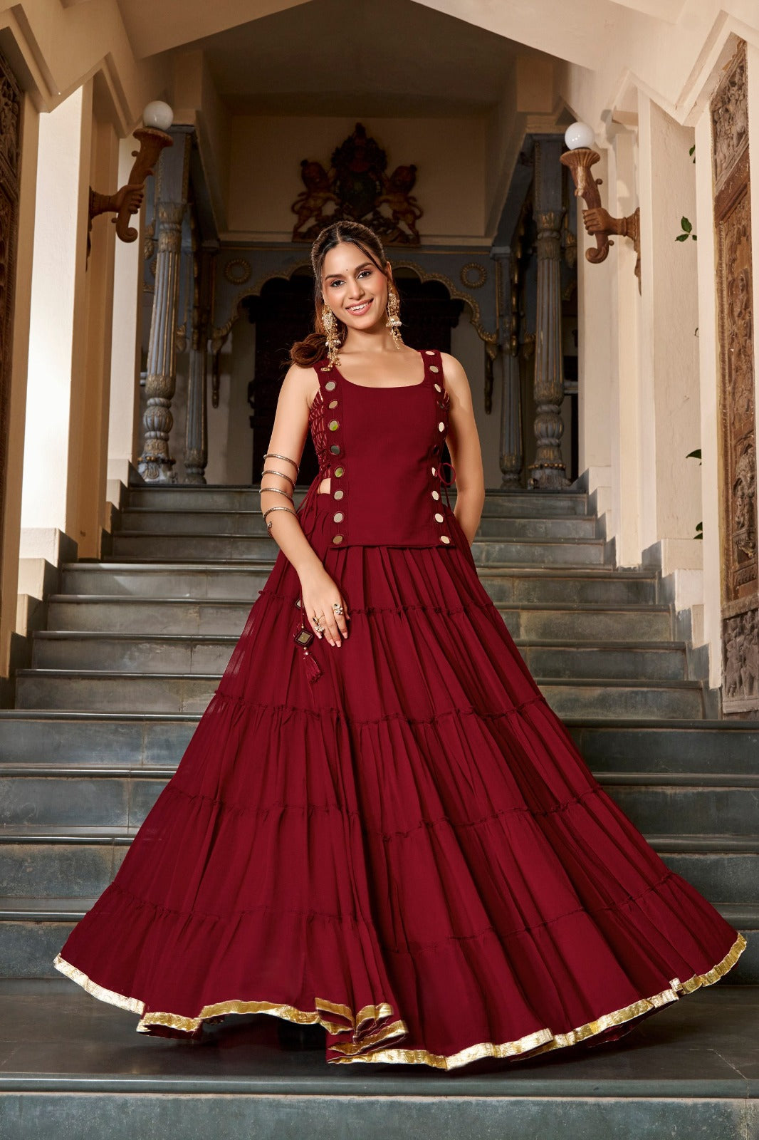 SM Navratri Fully Stitched Lehenga with Blouse & Koti