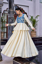 SM Pure Cotton Kashida & Gamthi Work Lehenga with Top & Purse