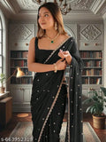 SM Women Georgette Saree with Solid Blouse