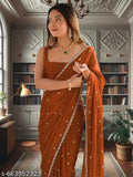 SM Women Georgette Saree with Solid Blouse
