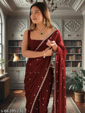 SM Women Georgette Saree with Solid Blouse