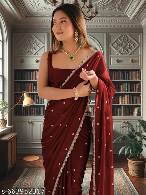 SM Women Georgette Saree with Solid Blouse