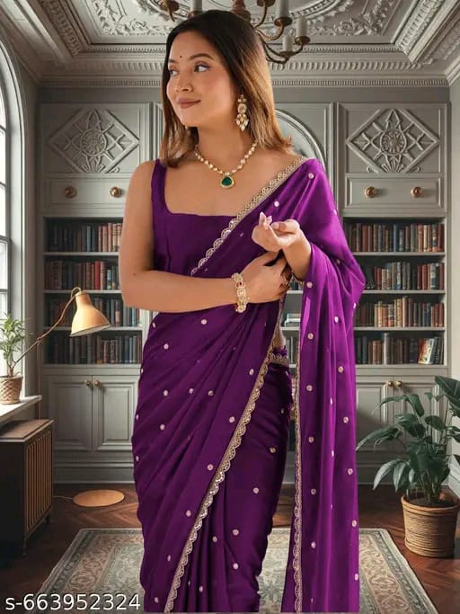 SM Women Georgette Saree with Solid Blouse