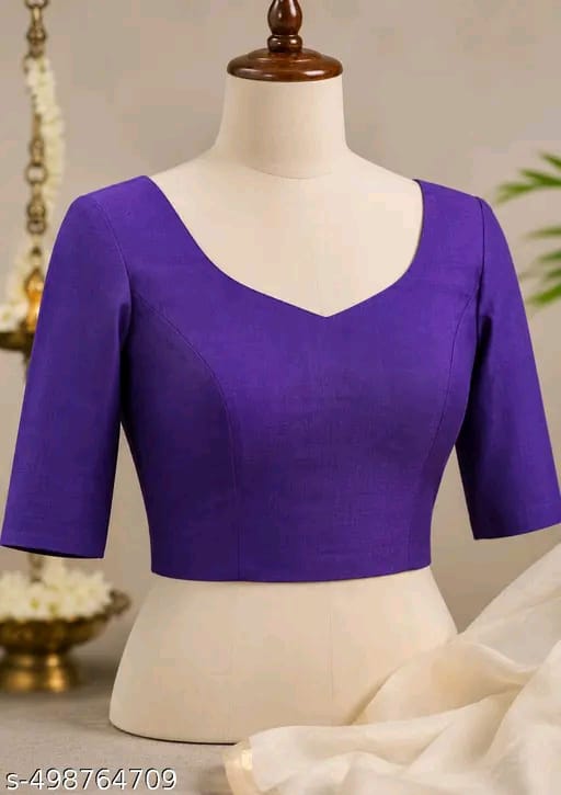SM Women Khadi Cotton Solid Saree with Stitched Blouse