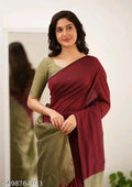 SM Women Khadi Cotton Solid Saree with Stitched Blouse