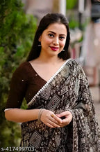 SM Women Georgette Printed Saree with Chiffon Blouse