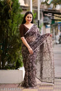 SM Women Georgette Printed Saree with Chiffon Blouse