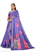 SM Women Cotton Linen Digital Print Saree