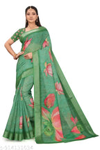 SM Women Cotton Linen Digital Print Saree