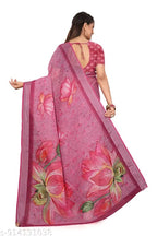SM Women Cotton Linen Digital Print Saree